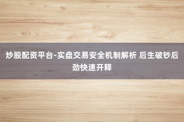 炒股配资平台-实盘交易安全机制解析 后生破钞后劲快速开释